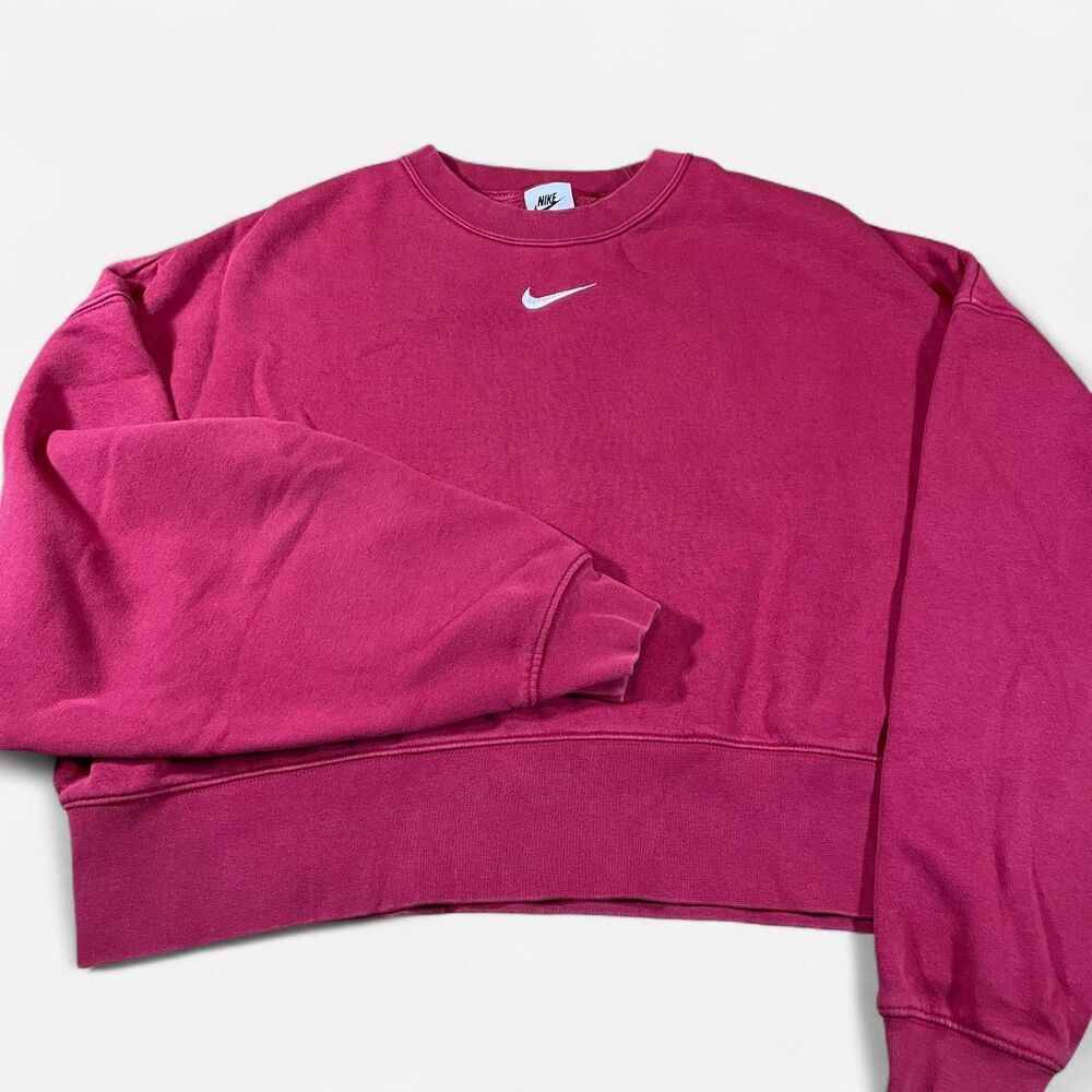 Y2K Nike burgundy cropped crewneck sweatshirt size S baggy center swoosh logo